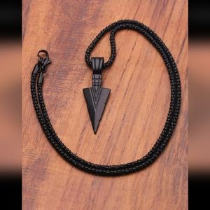 🍉5 for $25* Men's Black Arrowhead Necklace